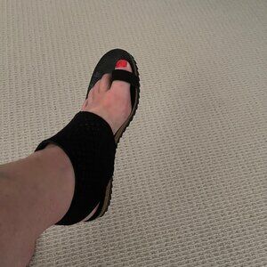 Pedro Garcia Black Flat Ankle Cuff Sandal